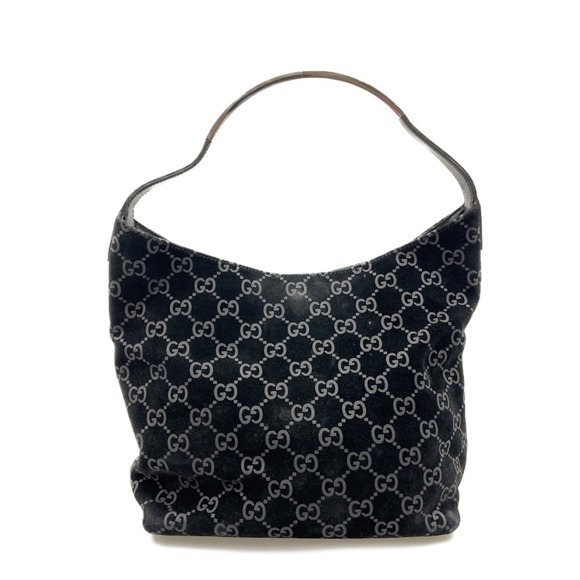 Gucci Handbags - Gucci GG black suede hobo shoulder bag